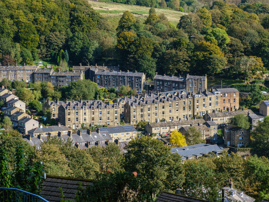 Aerial photo of Hebden Bridge properties